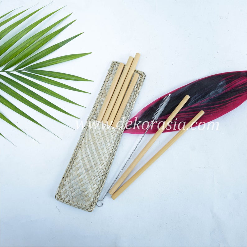 Bamboo Straw Set with Simple Case Type C